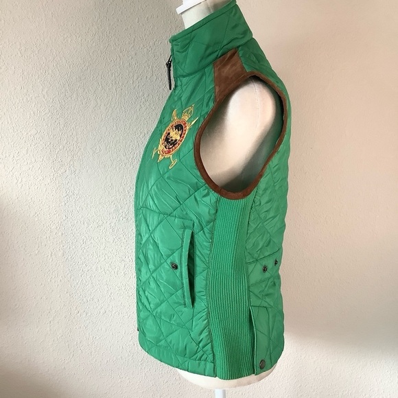 RALPH LAUREN SPORT Quilted Equestrian Vest Polo Crest Old Money Heritage Prep M - Picture 4 of 13